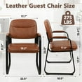 thumbnail image 3 of CLATINA Waiting Reception Chairs No Wheel, Leather Guest Chair with Padded Arms, Modern Brown Office Desk Chairs with Sled Base for Office Meeting Conference Room Lobby Home Living Room (2 Pack), 3 of 10