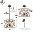 thumbnail image 6 of LNC 3-Light Distressed Grayish Wood and Rustic Bronze Drum Farmhouse Chandelier, 6 of 14
