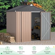 YODOLLA 6 x 4 ft. Outdoor Metal Storage Shed with Sliding Roof & Lockable Door for Backyard, Garden