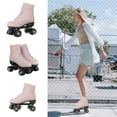 thumbnail image 2 of Roller Skates, High-Top Double Row Quad Lighting Skates for Adult, Women's 9 & Men's 7.8, Water Pink Fur, 2 of 8