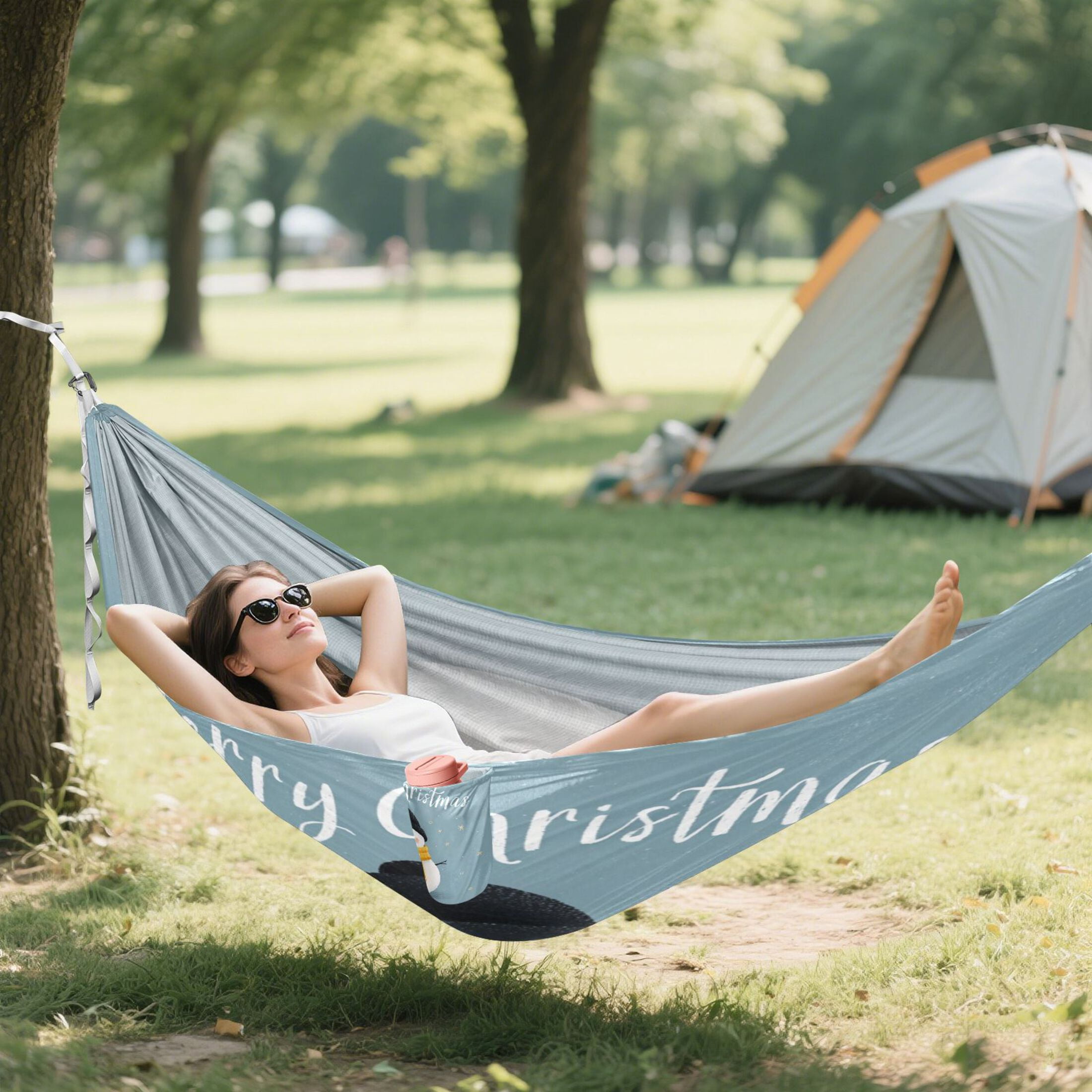 Hammock Camping Hammock Nylon Portable Hammock Travel Camping Hammock Cartoon Christmas Snowman