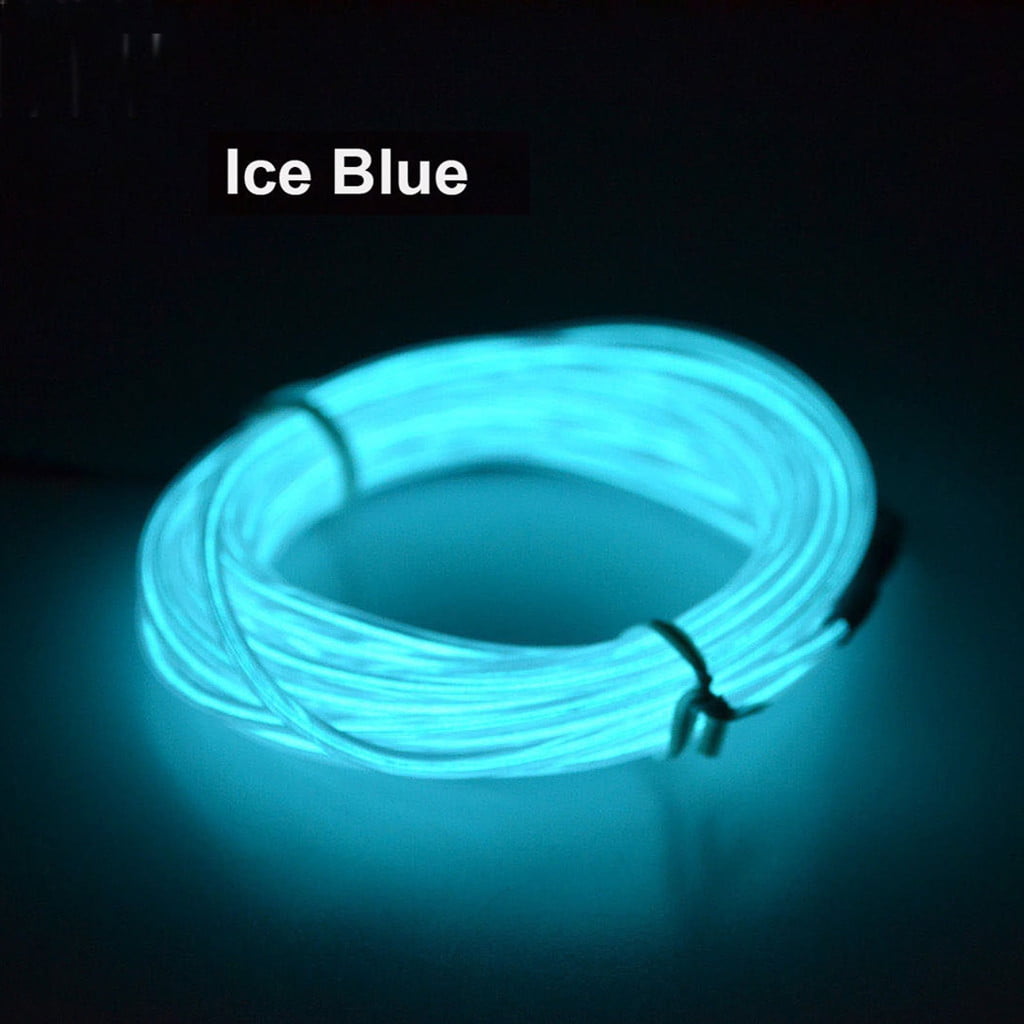 Neon LED Light Glow EL Wire BLUE Control String Strip Rope Tube 2.3mm Thick 