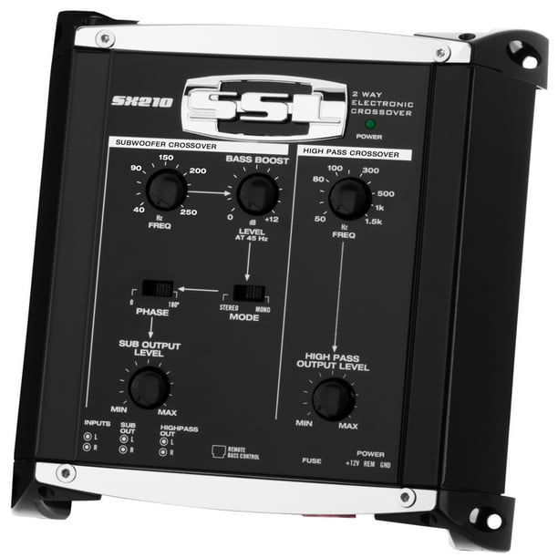 Sound Storm Laboratories SX210 Voiture Crossover Électronique - Préampli 2 Voies, Contrôle de Niveau de Subwoofer à Distance, Réglage Fin de Vos Fréquences Haut-Moyen-Bas de Gamme, Égaliseur, Processeur Audio DPS
