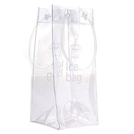 

Collapsible Ice Bag Durable Tear Resistant Transparent Wine Pouch Food Grade PVC Champagne Organizer Pack with Handle