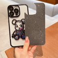 thumbnail image 5 of Electroplated for iPhone 13 Pro Max Case for Women Girls Luxury Liquid Quicksand Case with Camera Protector Glitter Sparkly Bear Slim Shockproof Rubber Protecive Case (Black), 5 of 6