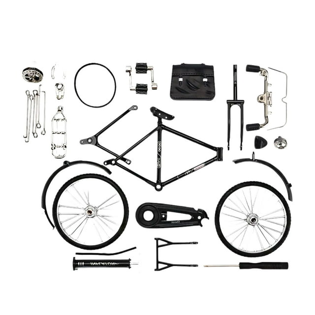 Desk Decor Bicycle Simulation Vintage Bicycle Model with Pump Movable Pedal Wheels Diy Assembled Bike Model Ornament 1 10 Scale for Collection