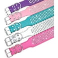 thumbnail image 3 of 1Pack Rhinestones Dog Collars-2" Wide Crystal Diamonds Studded PU Leather 5 Rows Sparkly Crystal Studded Collar for Medium and Large Dog, 3 of 6