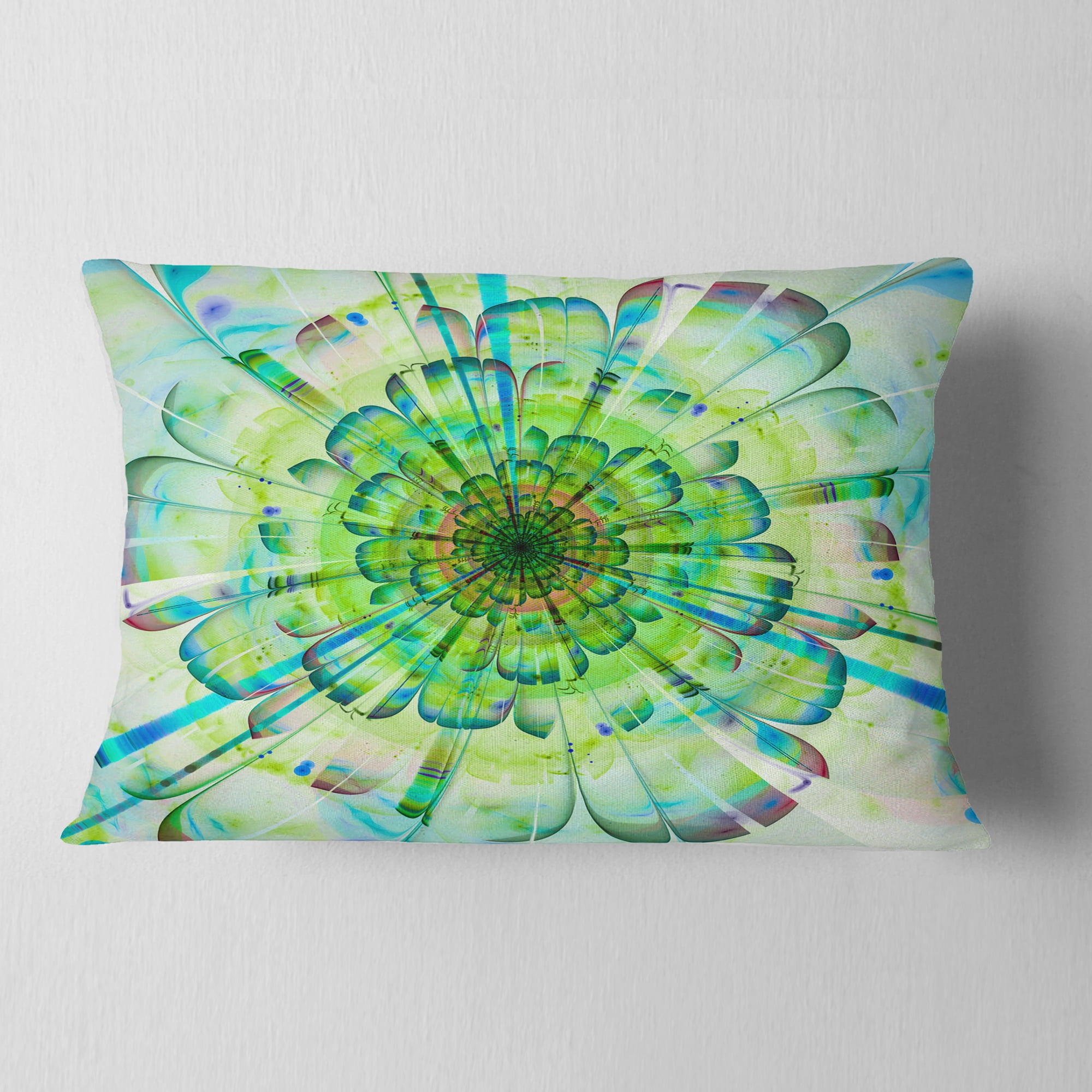 Designart Light Blue Digital Flower Petals Close up - Floral Throw Pillow - 12x20