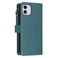 thumbnail image 4 of for iPhone 11 Zipper Wallet Case with Wrist Hand Strap & Card Slots Holder, Business PU Leather Shockproof Flip Kickstand Purse Protective Cover Case for iPhone 11, Green, 4 of 9