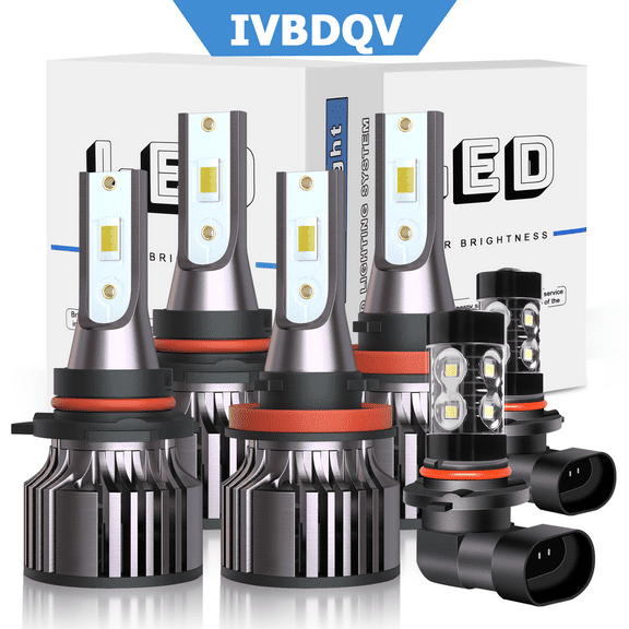 IVBDQV 4-sides H11 9005 LED Headlight Bulbs kit Hi Low Beam 6000K Super Bright power 9145 Fog light