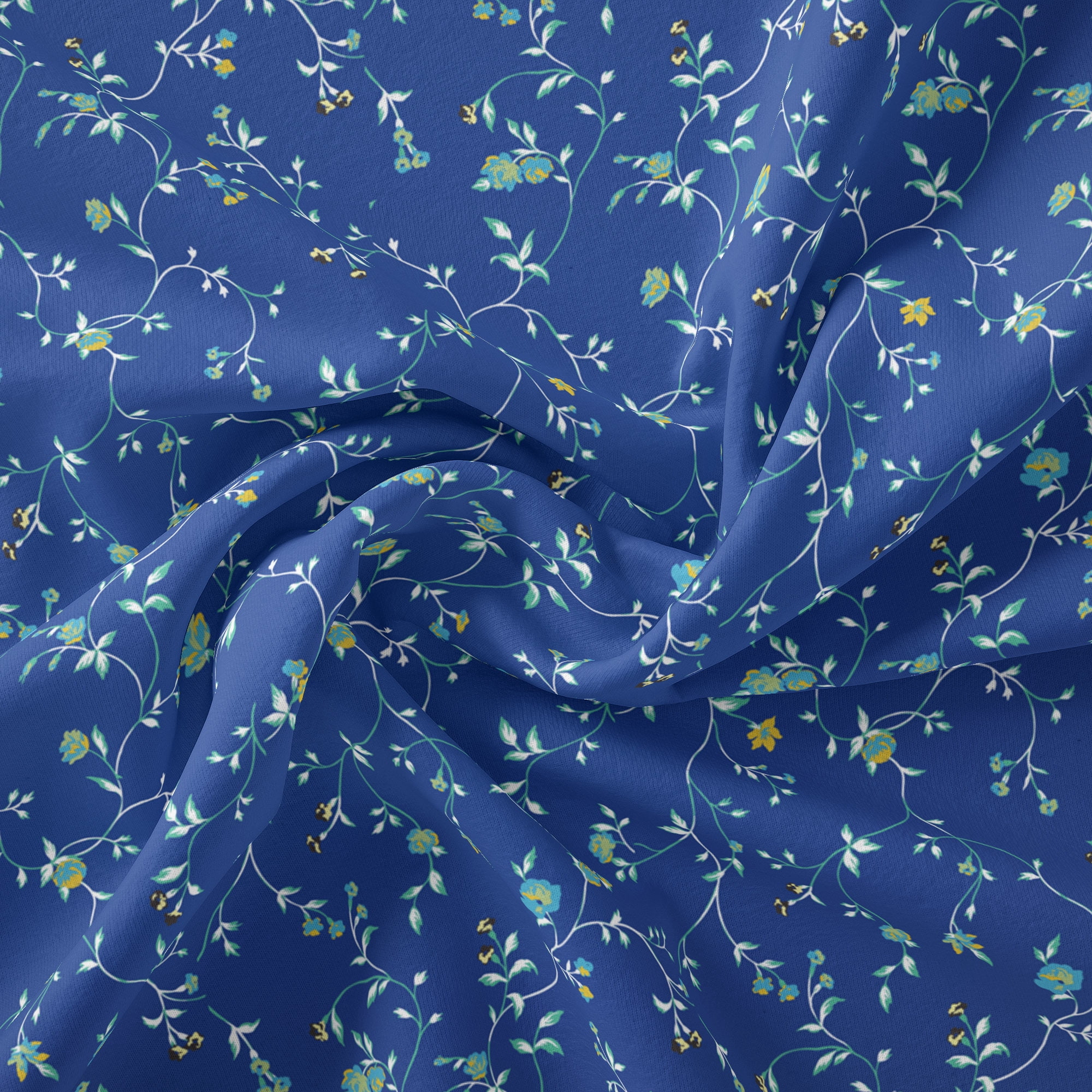 1 Yard 100% Cotton Spring Vines, Blue, 44" Wide for Quilting & Sewing by David Textiles