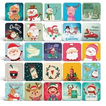 Better Office Products Mini Christmas Greeting Cards & Envelopes, 3 x 3 inch, 25 Unique Designs with Red & Green Envelopes, Small Christmas Cards for Gifts (50 Pack)