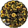 thumbnail image 2 of Paquete de pegatinas con forma de girasol, margarita y flores, 50 unidades, impermeables, 2 of 2