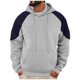 thumbnail image 2 of Sudadera con capucha para hombre, combina colores, informal, holgada, de manga larga, con bolsillo, blusa de poliéster, 2 of 7