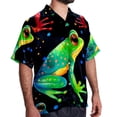 thumbnail image 2 of Starry Sky Frog Men's Short Sleeve Hawaiian Shirt Button Down Poplin Beach Casual Printed Unisex Summer Tops, 2 of 6