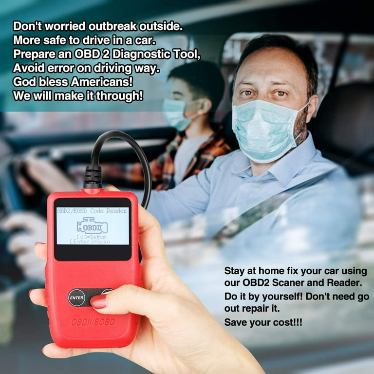 Manfiter OBD2 Scanner, Automotive Fault Code Reader, Check Engine 