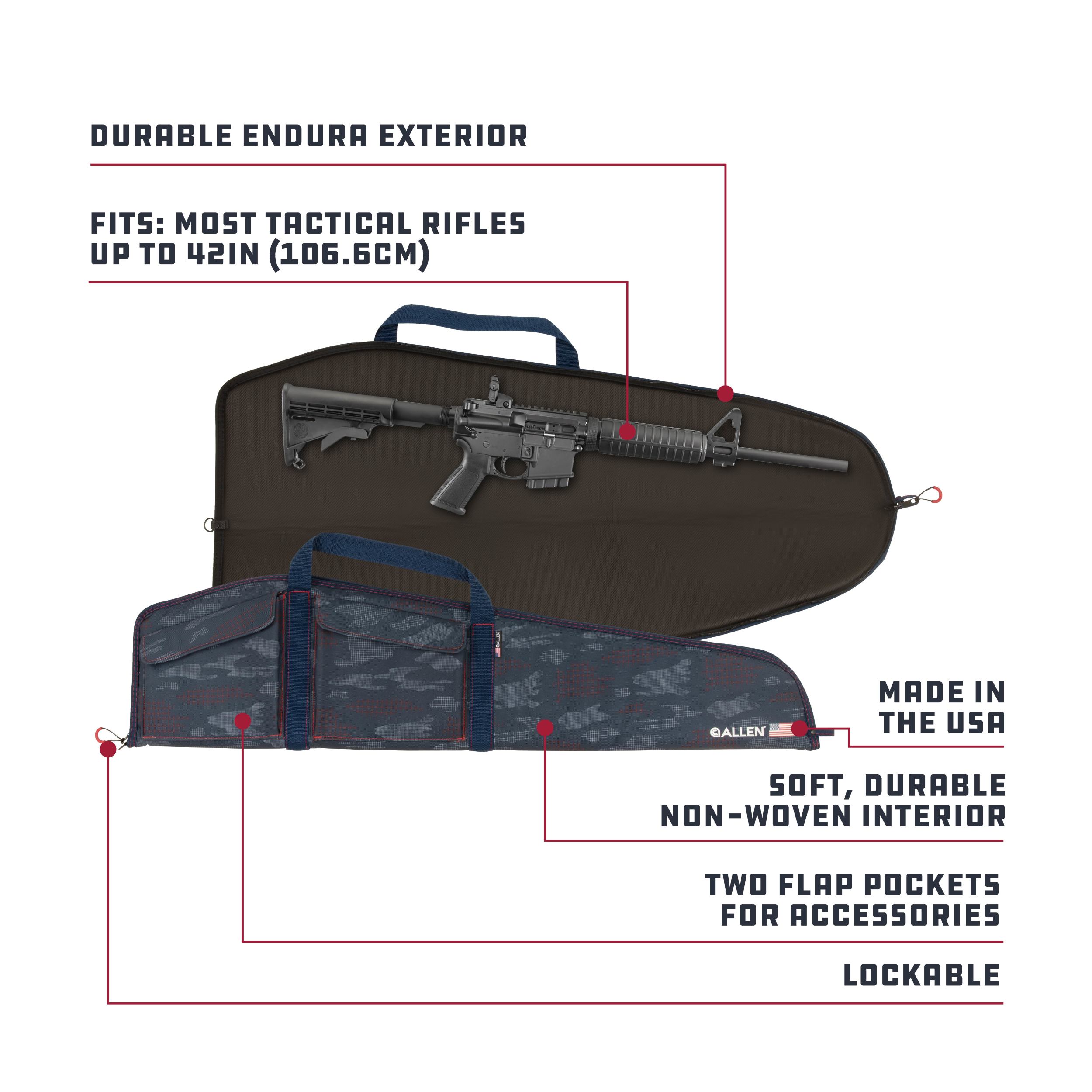 Allen Company 42" Patriot Military Style Gun Case, Patriotic Camo