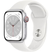 Restored Apple Watch Series 8 (GPS+Cellular, 41mm) - Silver Aluminum Case - White Sport Band (Refurbished)