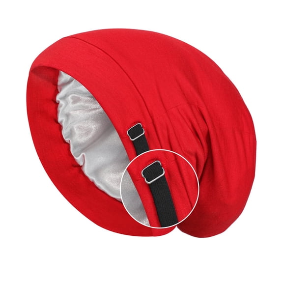 Skull Cap for Men Women Adjustable Sleeping Hats Unisex Casual Solid Color Full-Coverage Stretchy Loungewear Slouch Hat