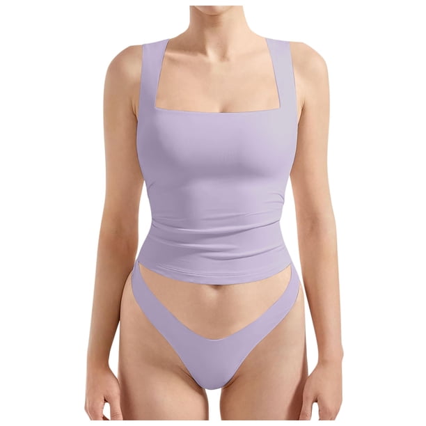 Camiseta sin mangas sexy con cuello cuadrado y espalda descubierta, tirantes ajustables, ropa de club, para mujer - XS-XL