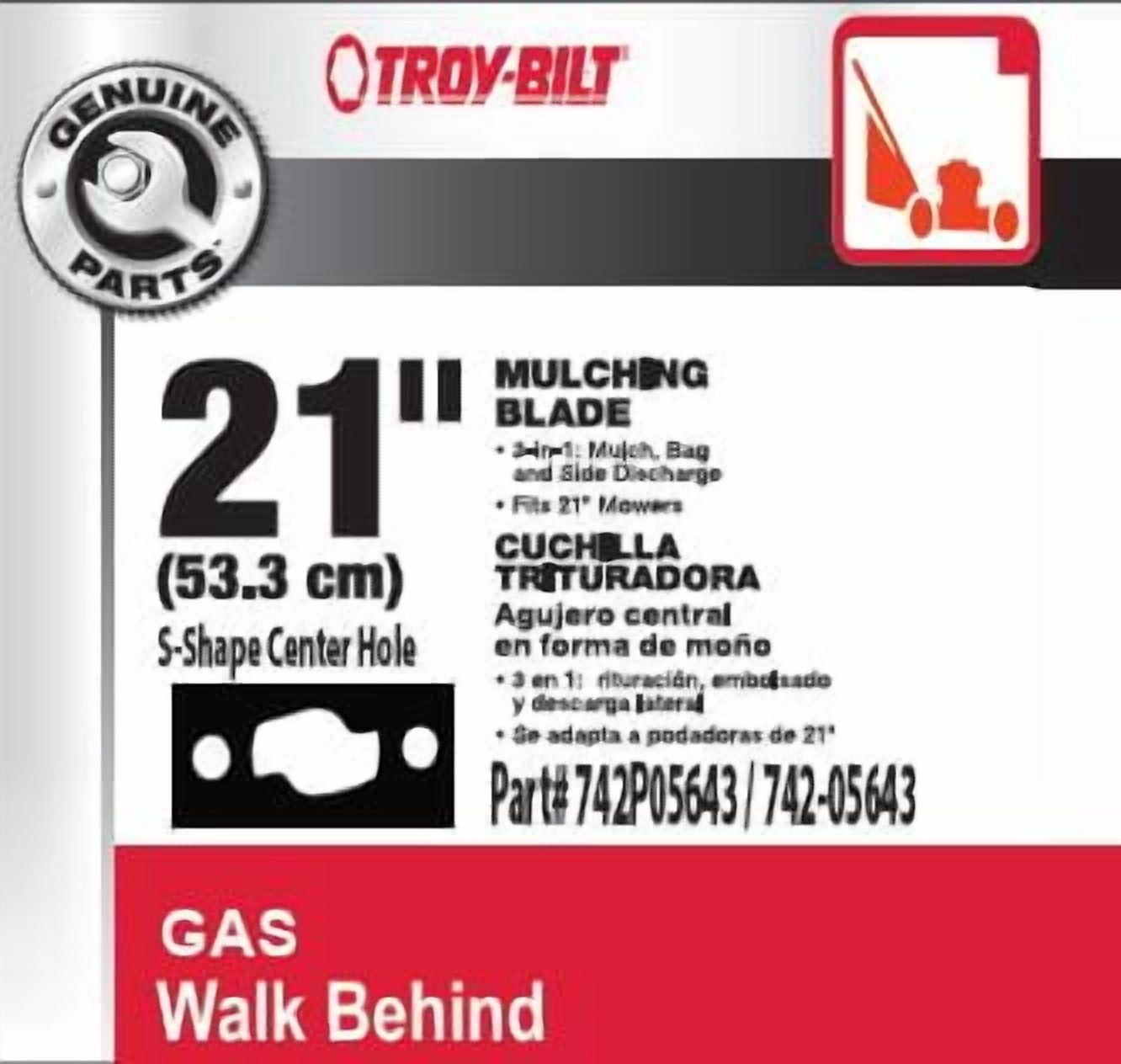Troy-Bilt 490-100-Y142, 21 in. Mower Blade with S-Shaped Center Hole 742-05643, 742P05643