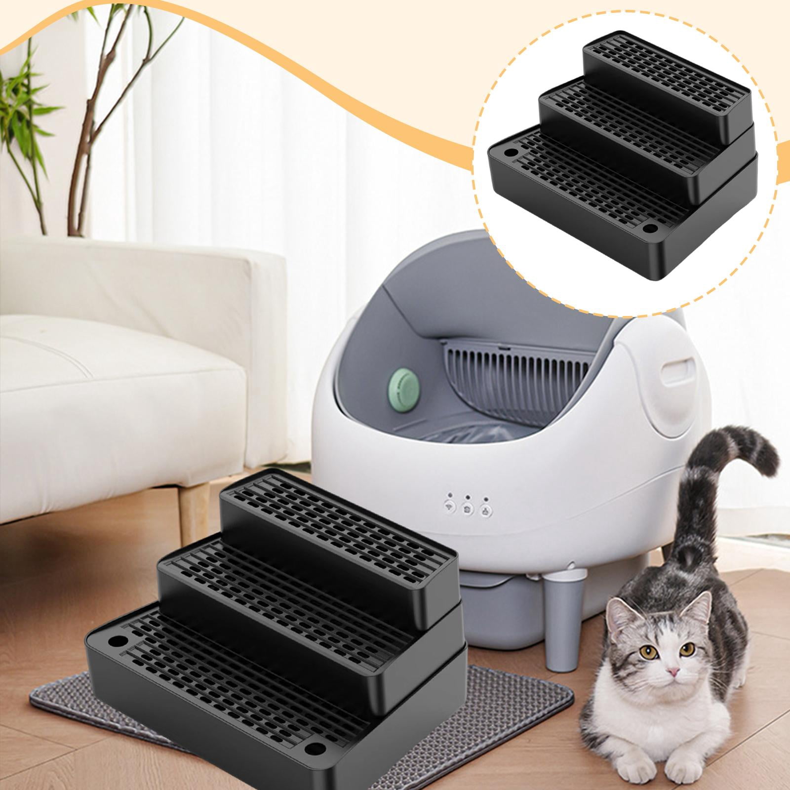 Litter Box Ramp Cat Litter Stair Footboard with Washable Plastic for Automatic Self Cleaning Litter Boxes
