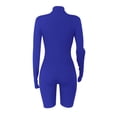 thumbnail image 4 of Snoarin Summer Plus Size Capris for Women Ribbed Jumpsuits Ribbed Workout Rompers Long Sleeve Exercise Zipper Jumpsuit Trousers for Women on Clearance, 4 of 9