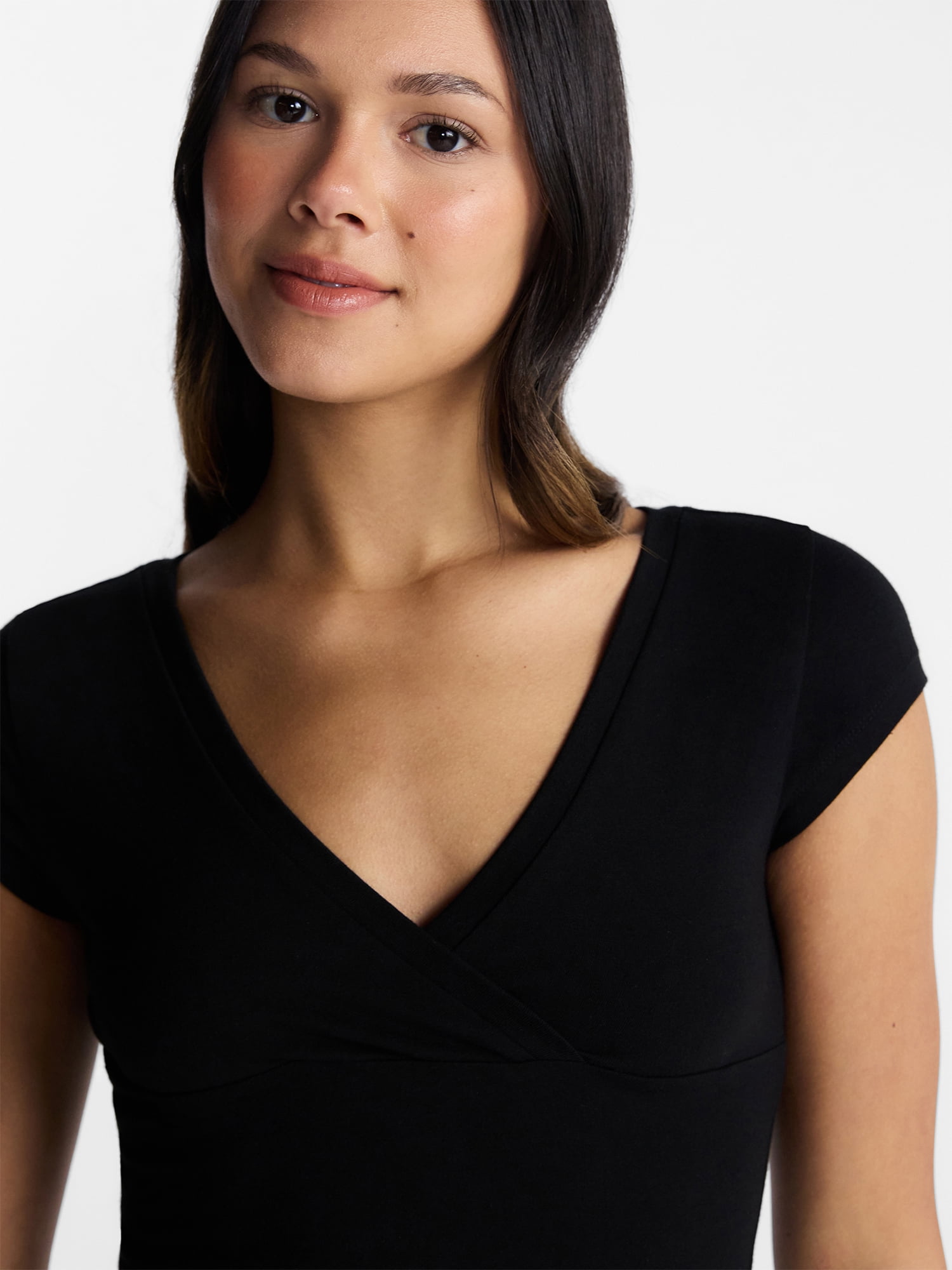 No Boundaries Surplice Top with Cap Sleeves, Women’s XXS-XXL