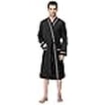 thumbnail image 3 of NY Threads Men's Lightweight Knit Robe Cotton Blend Bathrobe, X-Large, Black, 3 of 4