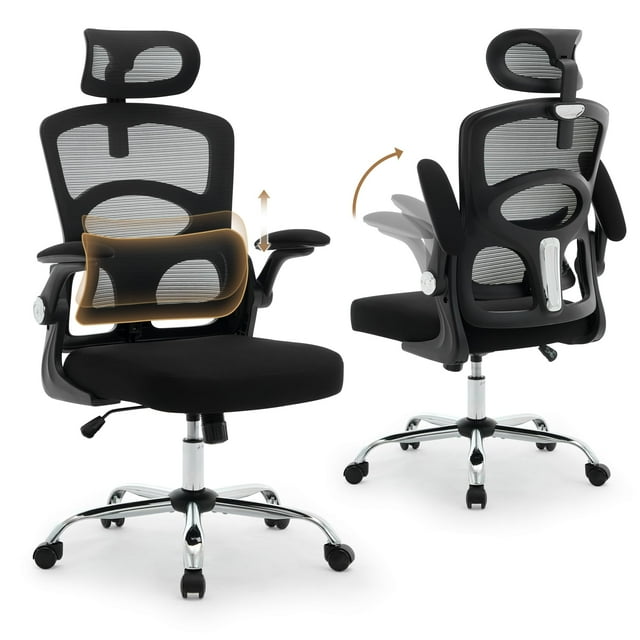 Yeshouse silla de oficina ergonómica con respaldo de malla, respaldo alto y reposacabezas ajustable, giratoria con ruedas, ideal para juegos, oficina en casa y sala de estudio