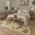thumbnail image 2 of DEORAB 5x7 Area Rugs Modern Farmhouse White Peony Warm Beige Low Pile Lightweight Machine Washable Non Slip Backing Rug for Living Room, Bedroom, 2 of 5