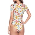 thumbnail image 4 of Daiia Afternoon Tea print Women's Crew Neck Short Sleeve Bodysuit Fashion Tops Fit Casual Basic Extender Bodysuit-XX-Large, 4 of 9