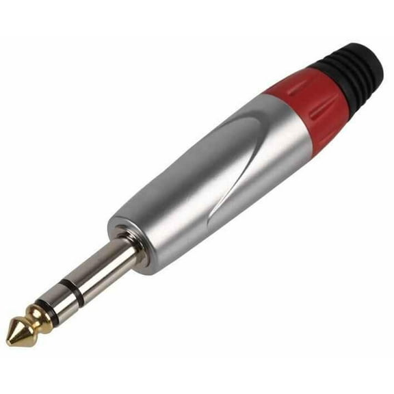 PULSE - 6.35mm Jack Plug, Silver / Red, 3 Pole