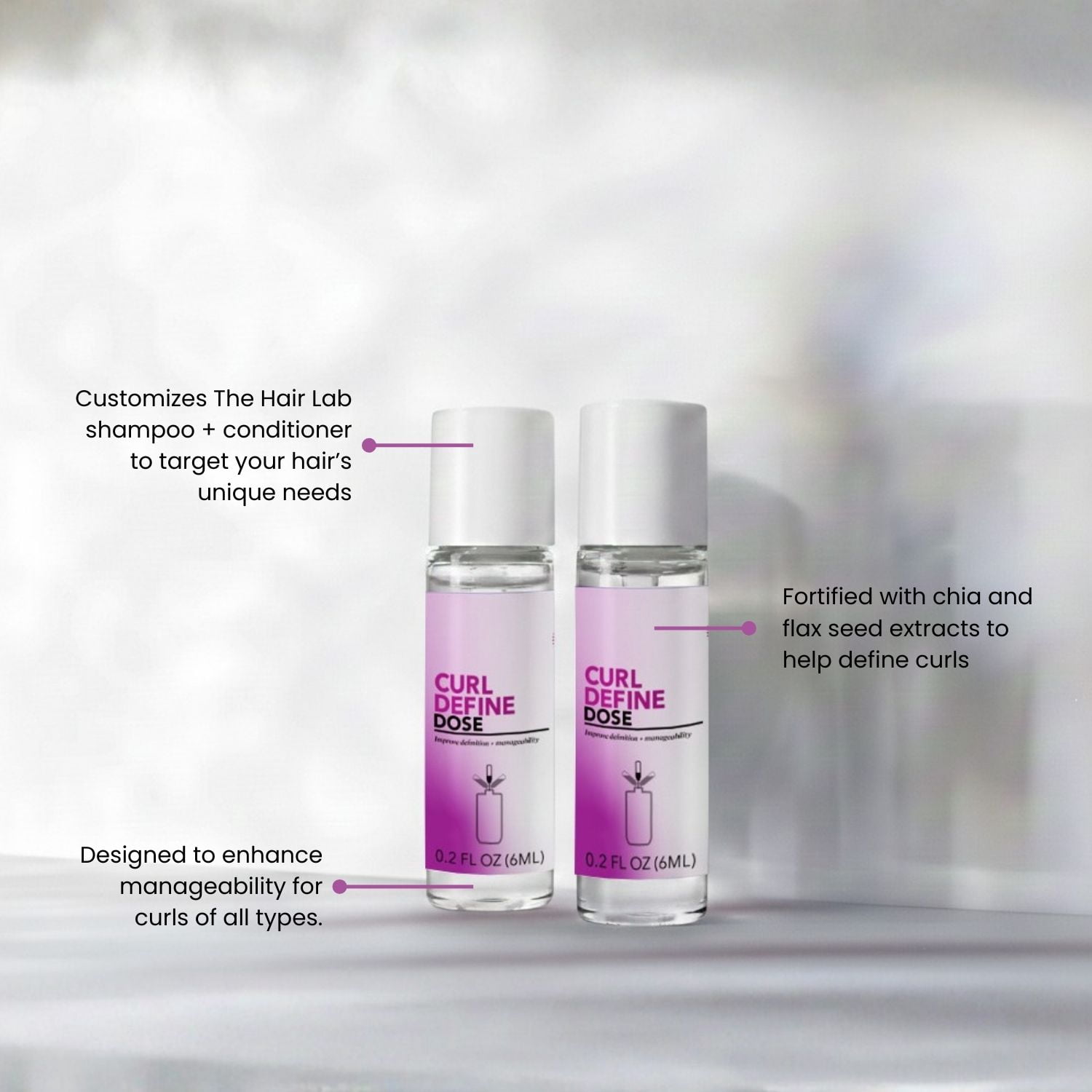 (2 pack) The Hair Lab Curl Define Dose Set with Chia and Flax Seed Extracts to Tame Hair, 2 x 0.2 fl oz