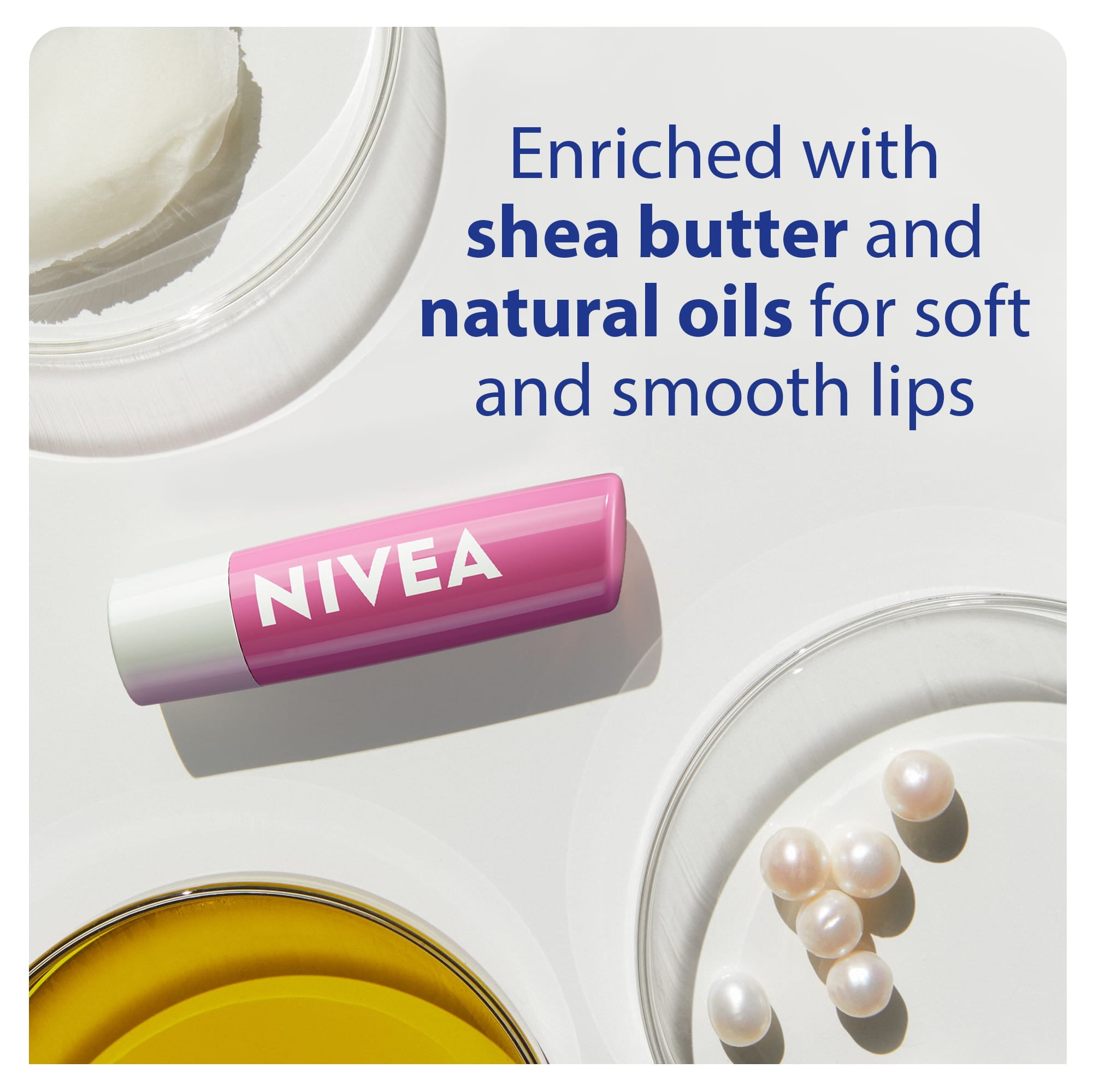 NIVEA Baume à lèvres Reflets nacrés avec 24H d'hydratation, Paquet Duo 2 x 4,8g