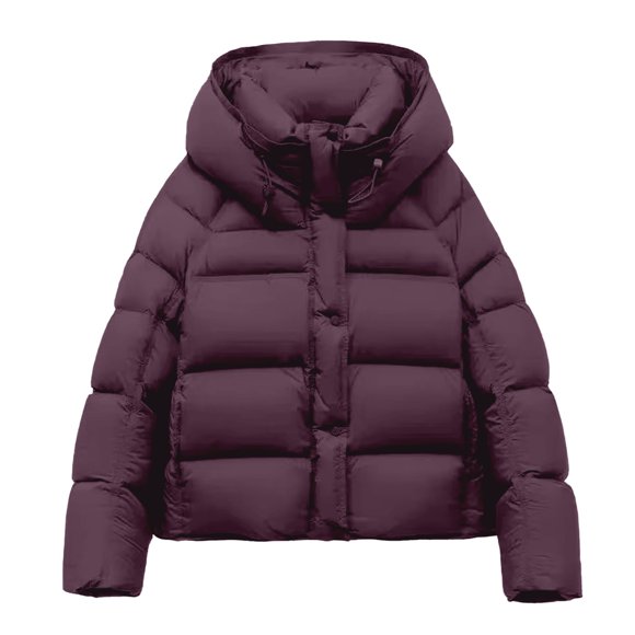 Winter Hooded Jacket Short Quilted Coat Lightweight Warm Outerwear Fashionable Casual Women'S Parkas Red Xl