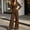Coffee, variant on Womens 2 Piece Pant Suit Dressy Casual Lapel Single Button Long Sleeve Blazer High Waist Wide Leg Trousers Formal Matching Set for Business Work Office