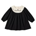 thumbnail image 2 of HOMADLES Toddler Girls Dress Long Sleeve Crewneck Soft Clothing Casual Dress for Girls Soft Comfortable Dress Black 5-6T, 2 of 5