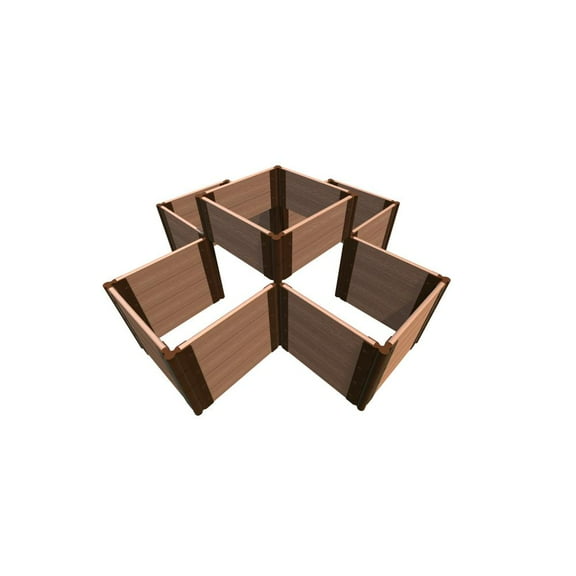 Frame It All TOOL-FREE CLASSIC SIENNA 'NOTRE DAME' 6' x 6' x 22" RAISED GARDEN BED (TERRACED CROSS) - 1" Profile