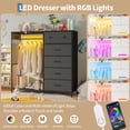 thumbnail image 3 of EDTara Grande Tour de Rangement pour Chambre, Commode de 49,2 Pouces avec Tringle, Lumières DEL, Station de Recharge et 6 Tiroirs, 3 of 8