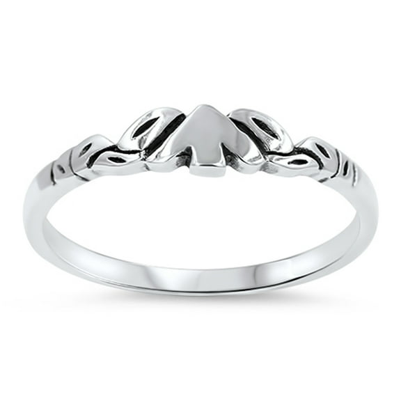 Oxidized Dove Leaf Christian Love Ring .925 Sterling Silver Band Jewelry Female Male Unisex Size 8