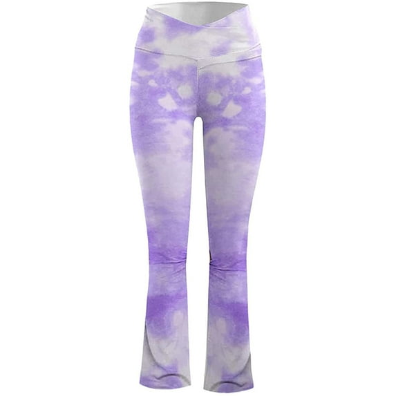 Arvbitana Yoga Pants for Women Solid /Tie-Dyed Printed High Waisted Pants Tummy Control Solid Color Yoga Flare Pants S-XXL