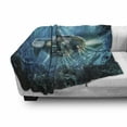 thumbnail image 3 of Fantasy Soft Flannel Fleece Throw Blanket, Science Fiction Inspired Submarine Underwater Futuristic Digital Illustration, Cozy Plush for Indoor and Outdoor Use, 50" x 70", Grey and Aqua, by Ambesonne, 3 of 6