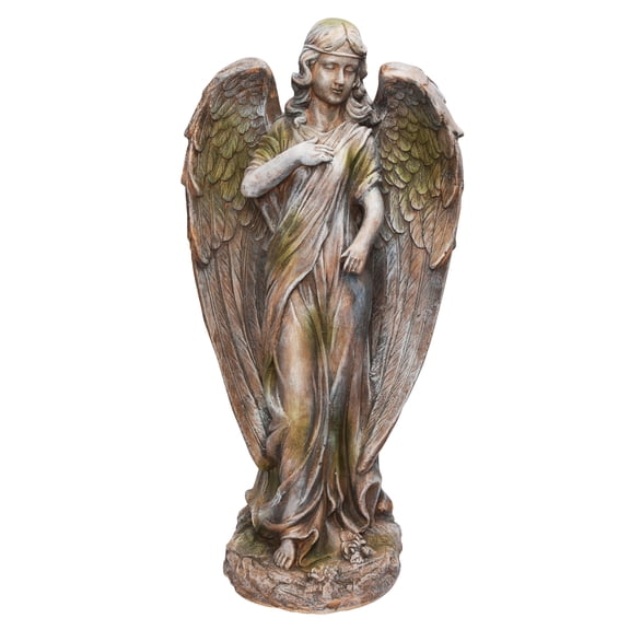 Alpine Corporation 31"H Old World Angel Statue with Mossy Finish
