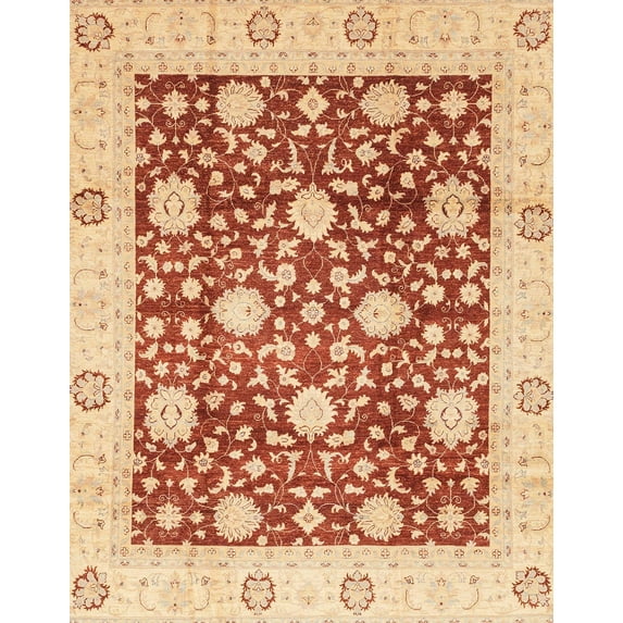 Ahgly Company Machine Washable Indoor Rectangle Abstract Grapefruit Red Area Rugs, 8' x 12'