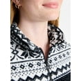 thumbnail image 4 of No Boundaries Christmas Quarter Zip Mock Neck Plush Top with Long Sleeves, Women's, 4 of 5