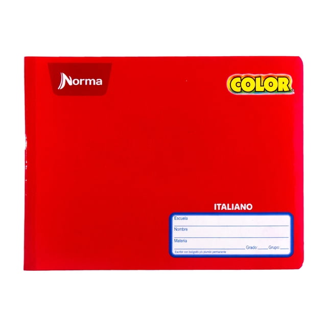 Cuaderno Norma Color Cosido Italiano Cuadro Grande 100 Hojas Rojo