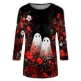 thumbnail image 5 of Womens Casual Halloween 3/4 Sleeve Crew Neck Tee Shirts Pumpkin Shirts Thanksgiving Fall Tops, 5 of 7