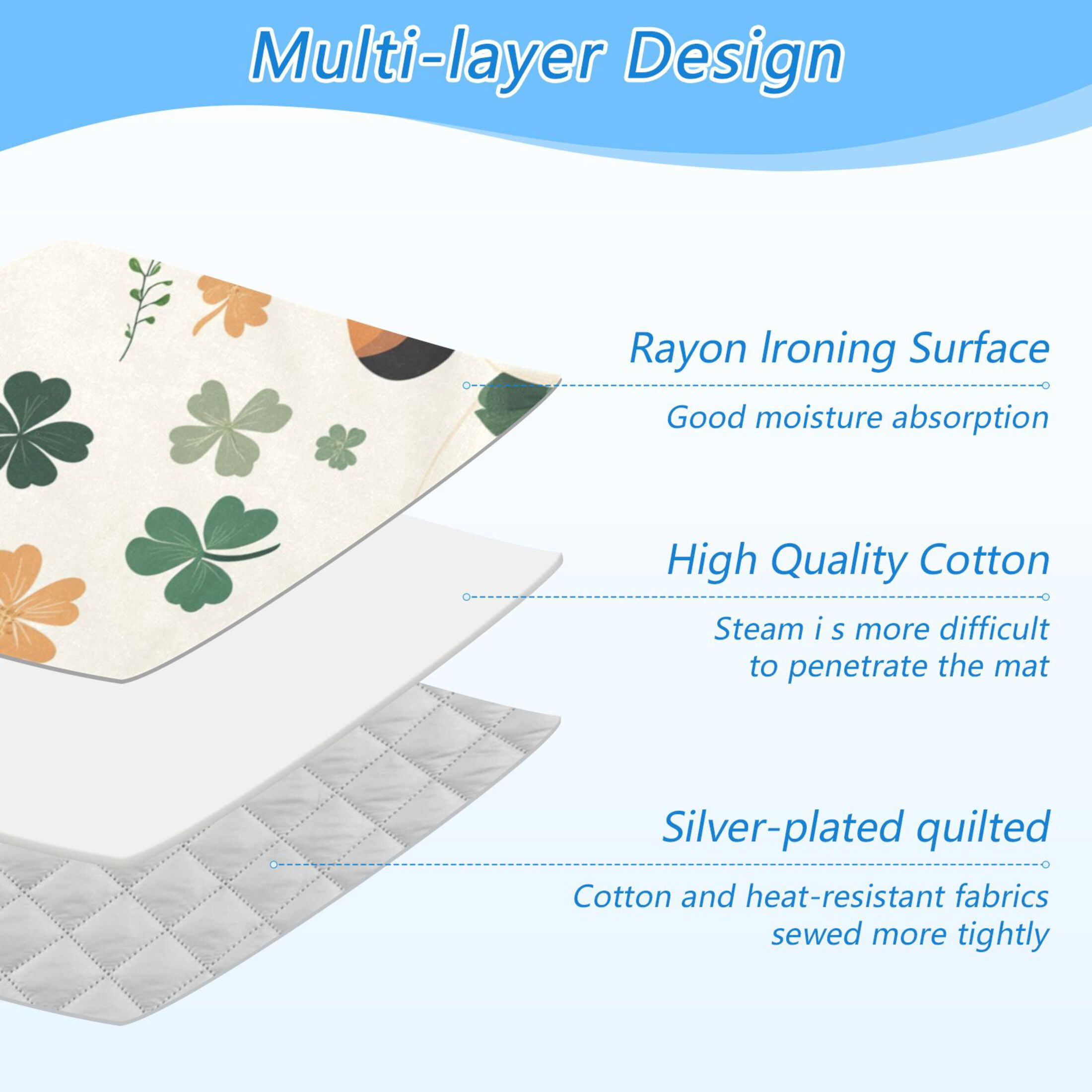 Four Leaf Clover Dogs Ironing Board Covers Heat Resistant Ironing Pad Mat Portable for Travel Washer Dryer Table