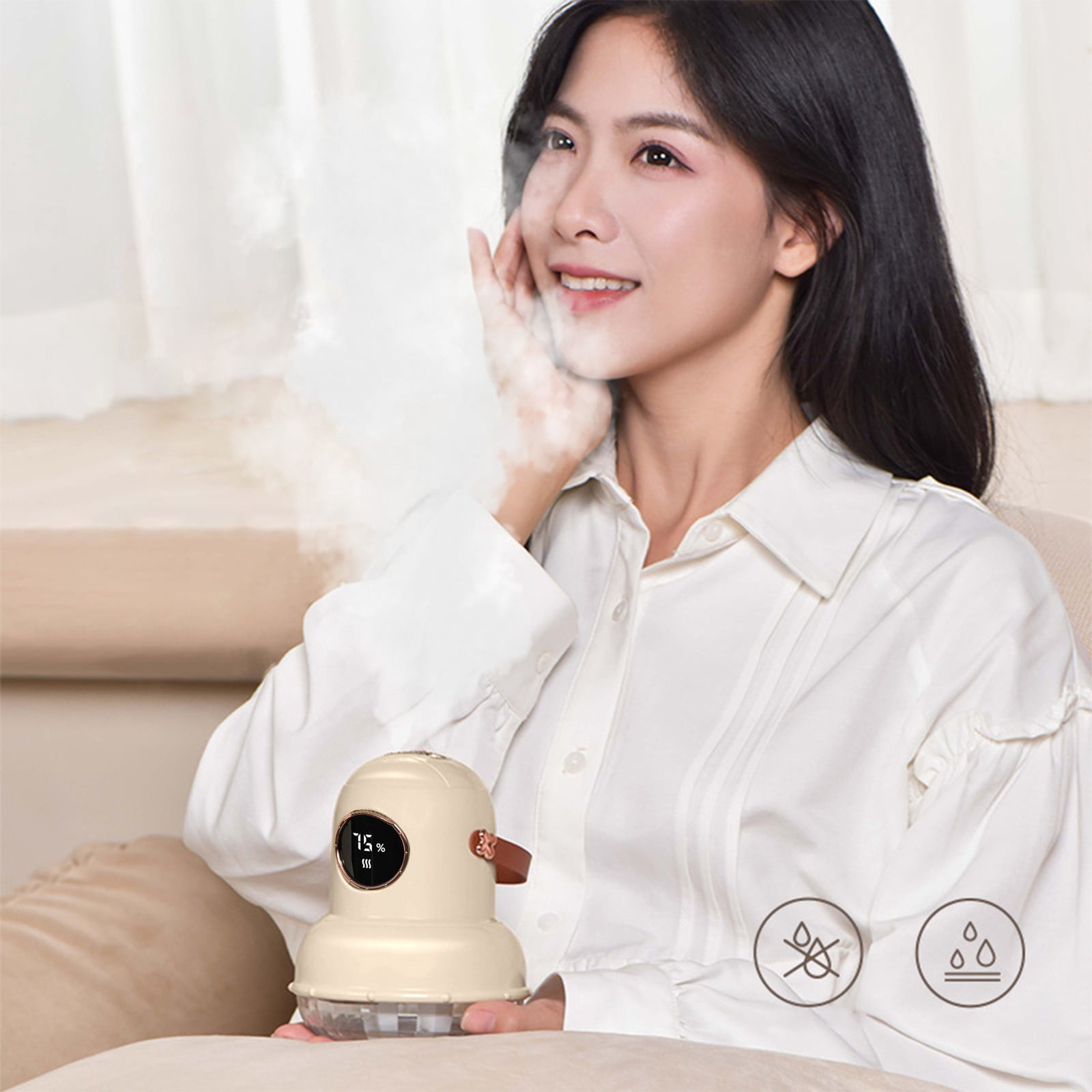 Wovilon Cool Mist Humidifier With Night Ligh Portable Mini Humidifier With LED Screen-Quiet Wireless Humidifier Three Spray Modes For Baby Kids Bedroom Home